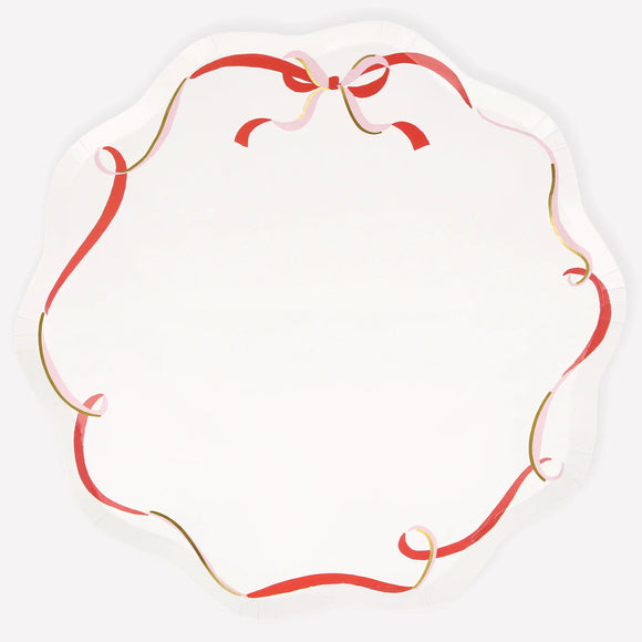 Ribbon Bow Dinner Plates (x8)