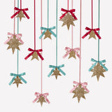 Gold Glitter Hanging Star Decorations (x 12)