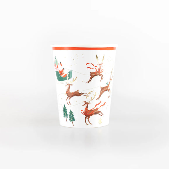 Santa Sleigh & Reindeer Cups (x8)