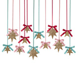Gold Glitter Hanging Star Decorations (x 12)