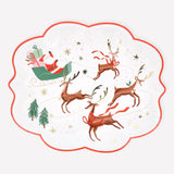 Santa Sleigh & Reindeer Plates (x8)