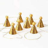 Mini Gold Glitter Pom Pom Party Hats (8)