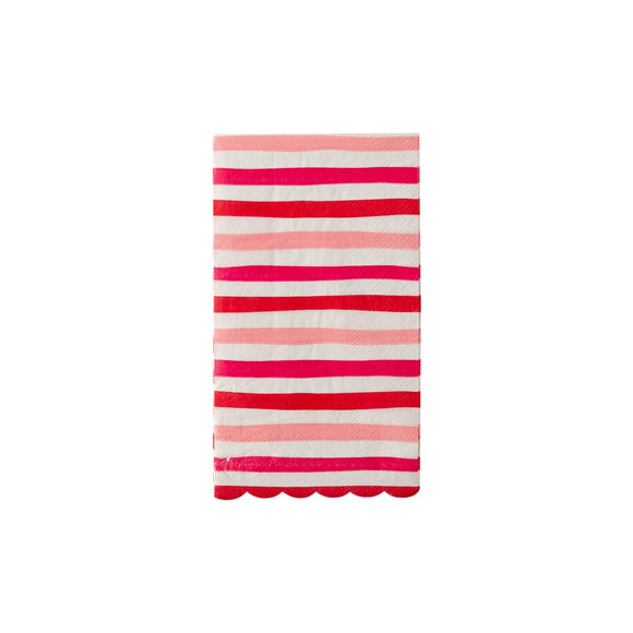 Pink & Red Stripe Scallop Dinner Napkins (x24)