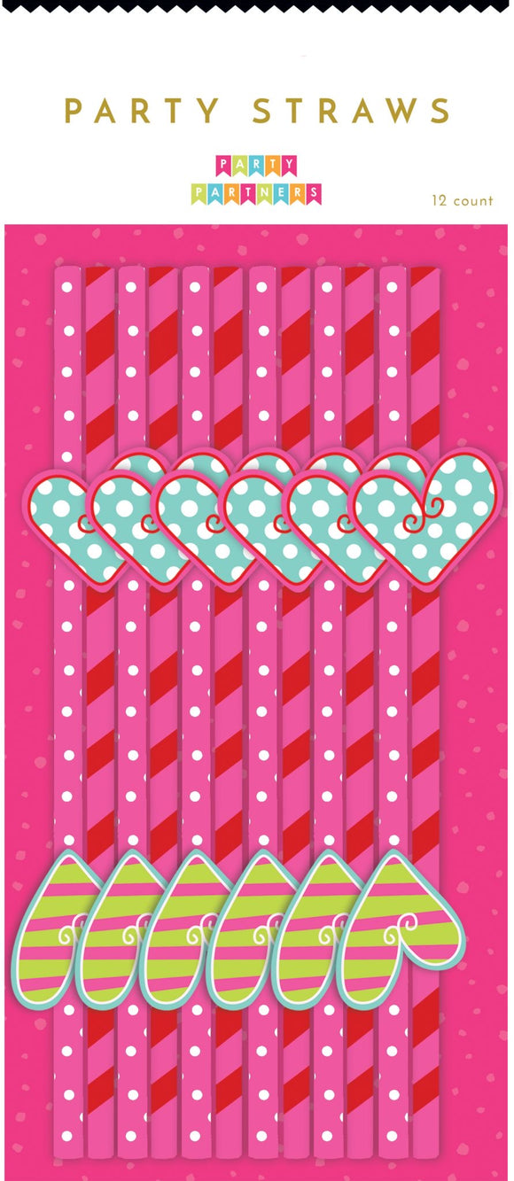 Glitter Hearts Paper Straws