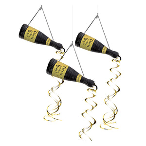 Hanging Honeycomb Champagne Bottles (Pack of 3)
