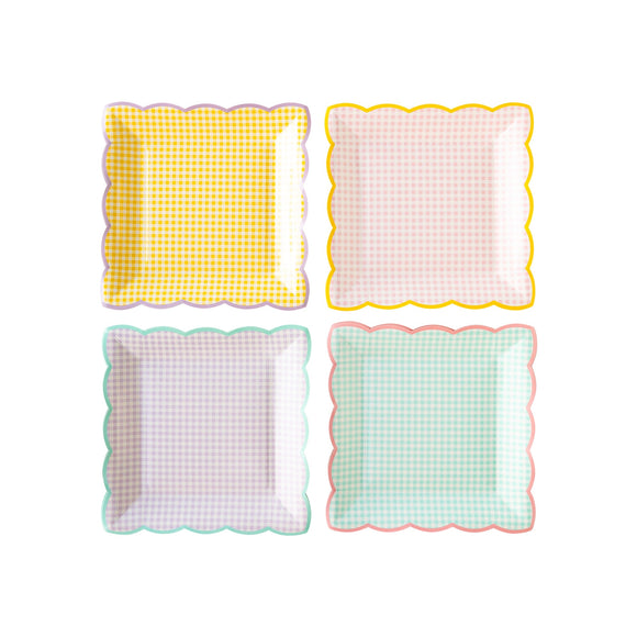 Pastel Gingham Plate Set (x8)