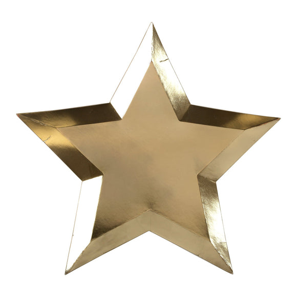Gold Foil Star Dinner Plate (x8)