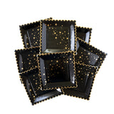 Gold Stars Black Scalloped 9” Plates